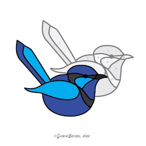 Fairy Wren Hobby Licence Glasmalerei-Muster - Blauhäher - Blauhäher - Digitales PDF-Muster - niedliche Dekoration oder Sonnenfänger zum Downloaden