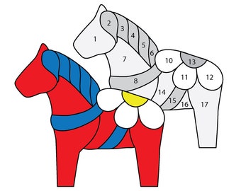 Dala Horse Hobby License Beginner to Intermediate Stained Glass Pattern - Tiffany Style - Digital PDF file - garden decor or easy suncatcher