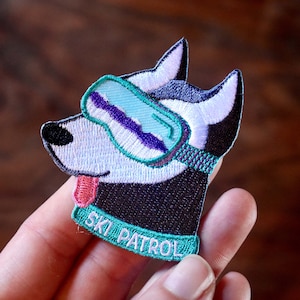 Husky Dog Ski Patrol Patch - Iron-on Embroidered Mountain Puppy Badge