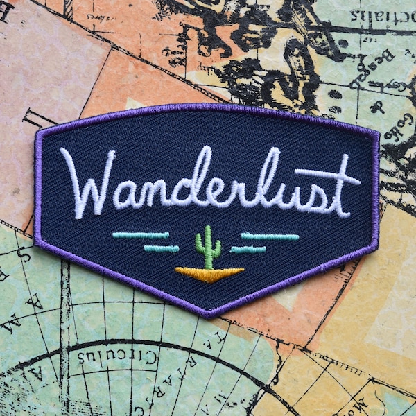 Wanderlust Patch - Iron on Explorer Embroidered Badge - Adventure Awaits