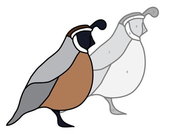 California Quail + Poppies Hobby License Intermediate to Advanced Stained Glass Pattern - poppy bird - Digital PDF file - flower suncatcher