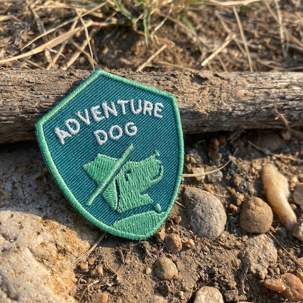 Mini Adventure Dog Patch - Iron on Explorer Embroidered Badge