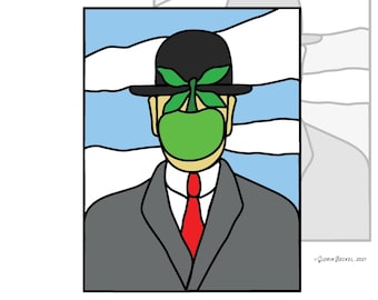 Modern Art Stained Glass Pattern - Magritte Apple (Digital)