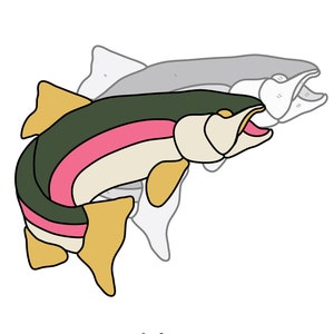 Rainbow Trout Hobby License Beginner to Intermediate Stained Glass Pattern Digital PDF file jumping fish decoration suncatcher download image 1