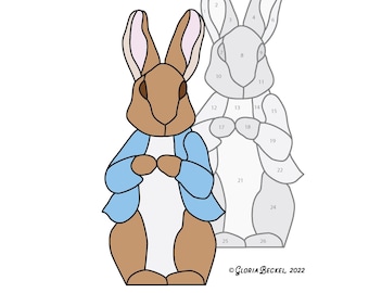 Peter Rabbit Hobby License Beginner to Intermediate Stained Glass Pattern - Garden Gnome Style - Digital PDF file - garden - easy suncatcher