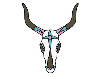 Cow Skull Hobby License Intermediate Stained Glass Pattern - Halloween cow - Digital PDF file - easy suncatcher decorated cow
