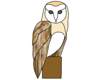 Barn Owl Hobby License Beginner to Intermediate Stained Glass Pattern - Bird Digital PDF file - cute easy suncatcher download