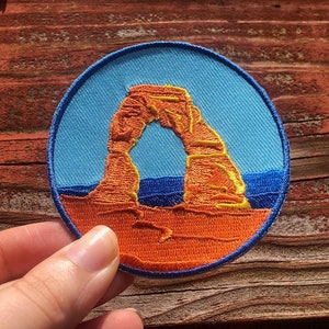 3" Circle Arches Patch - Delicate Arch National Park Patch - Iron on or Sew on Explorer Embroidered Badge