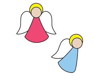 Two Angels Hobby License Beginner Stained Glass Pattern - Digital PDF file - cute ornament, or easy suncatcher download