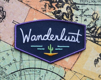 Wanderlust Patch - Iron on Explorer Embroidered Badge - Adventure Awaits