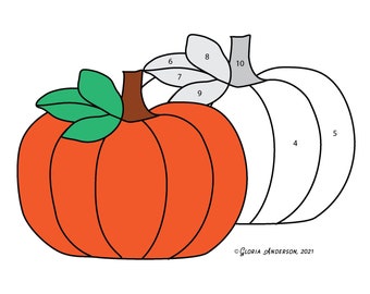 Beginner to Intermediate Harvest Fall Pumpkin Stained Glass Pattern - Tiffany Style - Digital PDF file - halloween decor or easy suncatcher