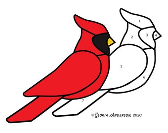 Cardinal Hobby License Beginner Stained Glass Pattern - Digital PDF file - cute decoration, ornament, or easy suncatcher download