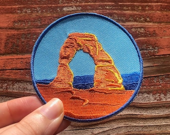 3" Circle Arches Patch - Delicate Arch National Park Patch - Iron on or Sew on Explorer Embroidered Badge