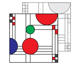 Frank Lloyd Wright Inspired Hobby License Intermediate to Advanced Stained Glass Pattern - Digital PDF file mid century modern download