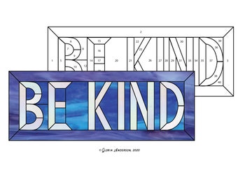 Be Kind Hobby License Beginner Stained Glass Pattern - Tiffany Style - Digital PDF file - cute decoration, fun ornament, or easy suncatcher