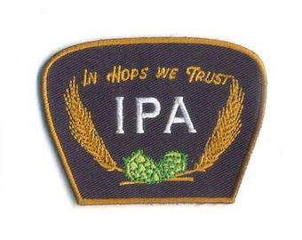 Patch bière artisanale - I Love IPA - Badge brodé à repasser, cadeau pour lui ou elle