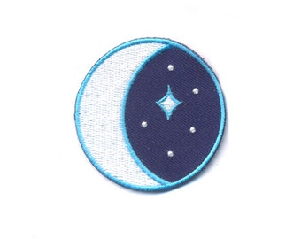 Stargazer Patch - Glow in the dark Iron-on Outer Space Moon and Star Patches