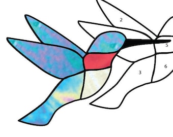 Hummingbird Hobby License Beginner Stained Glass Pattern - Tiffany Style - Digital PDF file - cute ornament, or easy suncatcher download