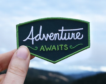 Adventure Awaits Patch - Iron on Explorer Embroidered Badge
