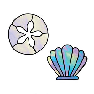 Sand Dollar and Scallop Shell Hobby License Beginner Stained Glass Pattern - Ornaments Style - Digital PDF file - Easy Suncatcher Design