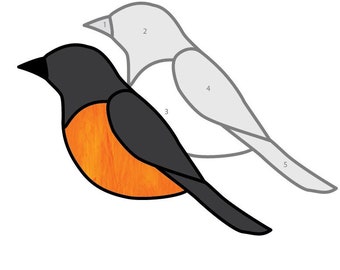 Oriole Hobby License Beginner Stained Glass Pattern - baltimore maryland bird - Digital PDF file - cute decoration easy suncatcher download