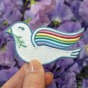 World Peace Dove Patch - Rainbow LGBT Rights Advocate Iron on Patch - Feminist