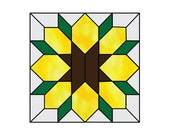 Beginner to Intermediate Sunflower Quilt Stained Glass Pattern - Amish Style - Digital PDF file - home decor, or easy suncatcher