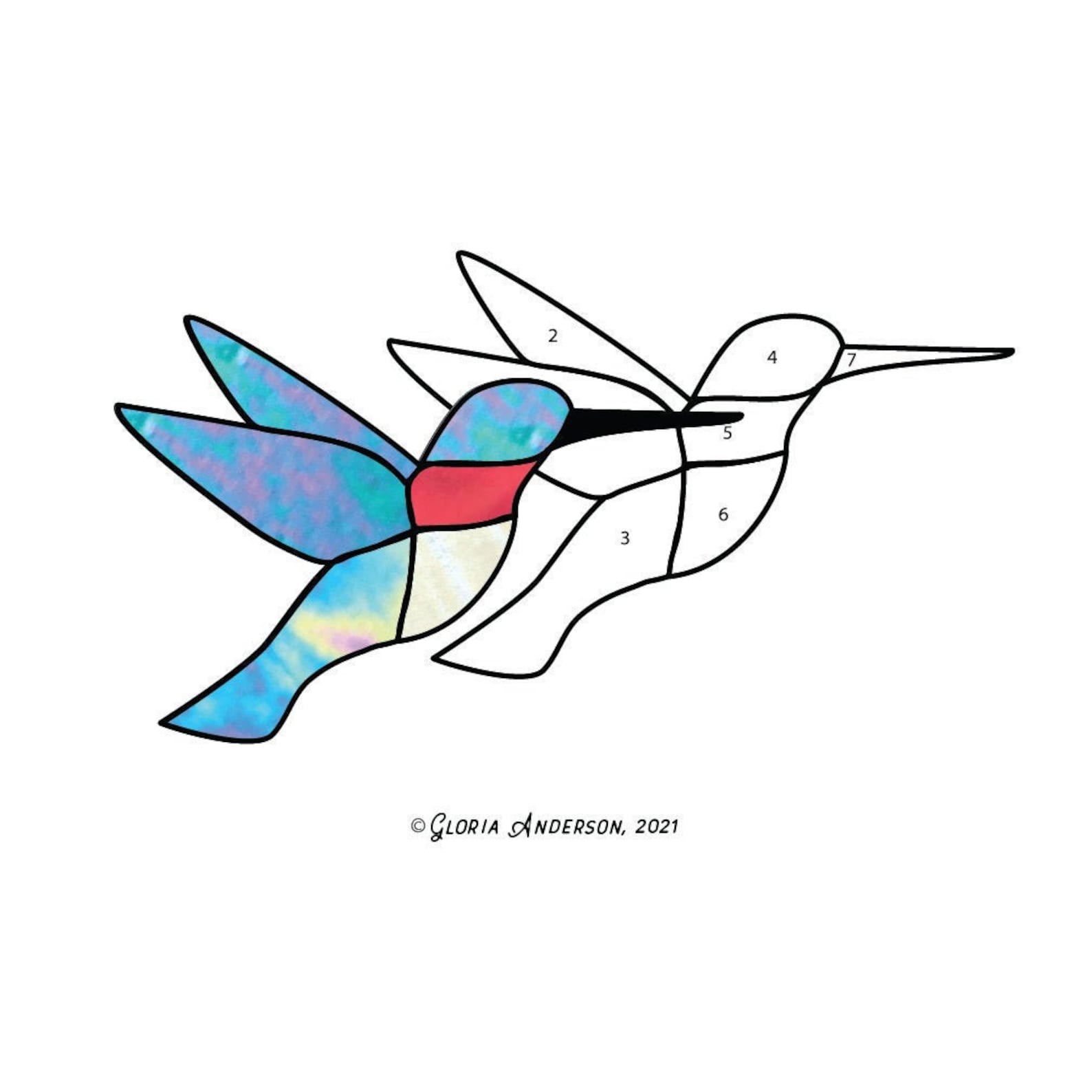 Beginner Stained Glass Pattern Hummingbird Tiffany Style Etsy