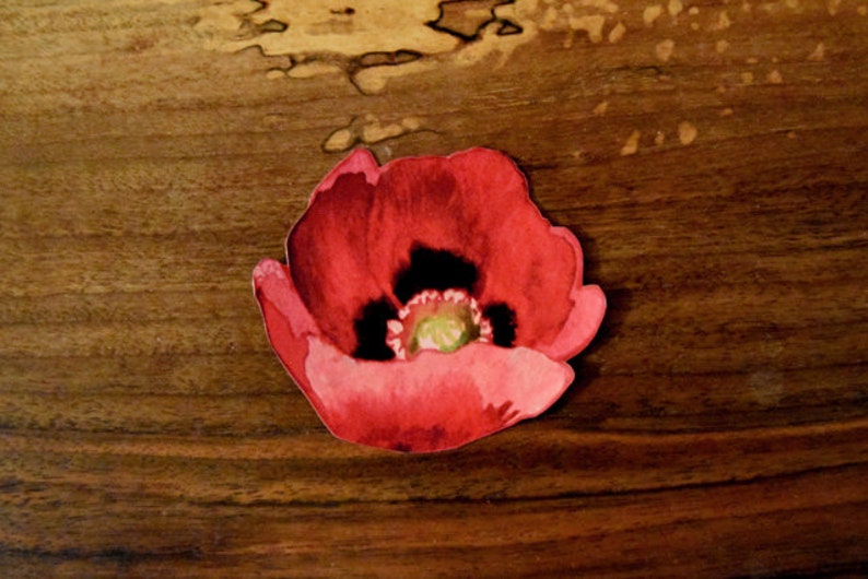 Red Poppy Flower Sticker Vinyl Decal Etsy