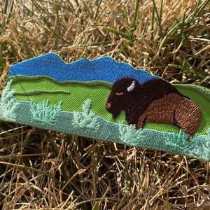 Yellowstone Bison and Mountains Patch - Iron on or Sew on Explorer ...