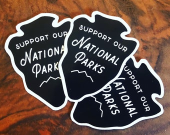 Support Our National Parks Vinyl Sticker - Ink Sketch - Ordinateur portable ou Car Bumper Decal