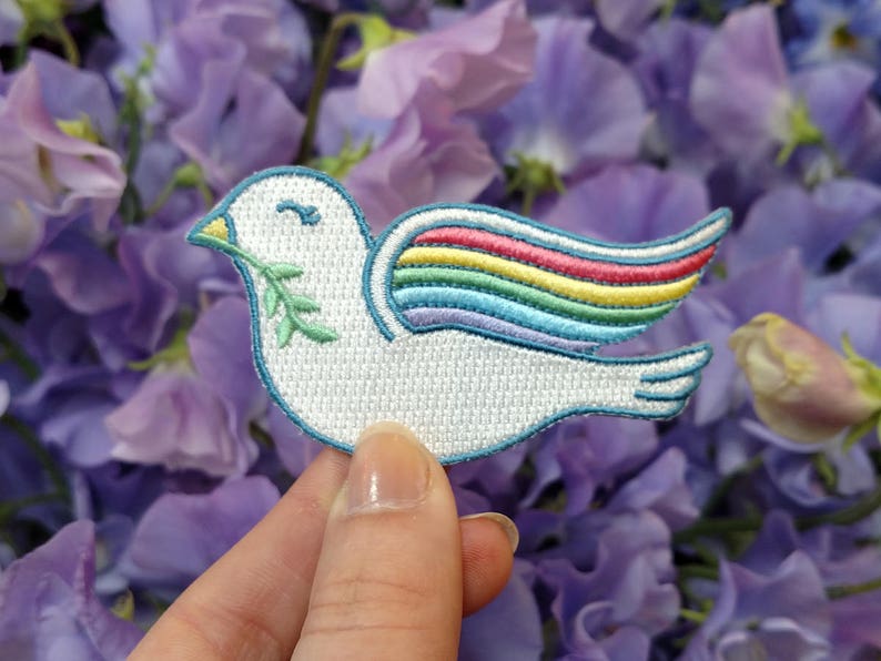 Rainbow LGBT Rights Advocate Iron on Patch Feminist World Peace Dove Patch
