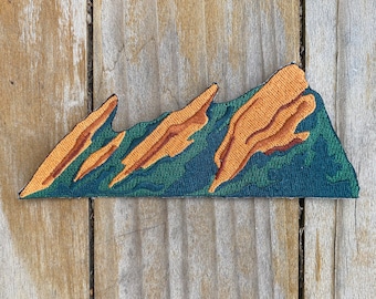 Flatirons Boulder - Red Rocks Foothill Mountains Patch - Colorado 5" x 2" Large Iron on Explorer Embroidered Badge