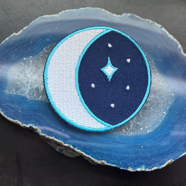 Stargazer Patch - Glow in the dark Iron-on Outer Space Moon and Star Patches