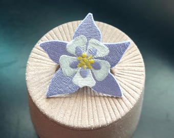 Mini Columbine Flower patch - Colorado State Wildflower vintage style simple badge - cute back to school patch