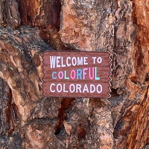 Colorful Colorado Welcome Sign Welcome to the Rocky Mountains Patch Adventure Awaits 3 x 2 Iron on Explorer Embroidered Badge image 7