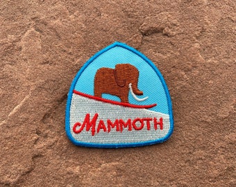 Mini Mammoth Ski Area Patch - vintage inspired design - Iron on Explorer Embroidered Badge