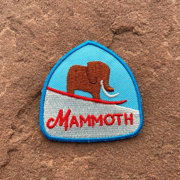 Mini Mammoth Ski Area Patch - vintage inspired design - Iron on Explorer Embroidered Badge