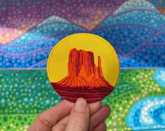 Monument Valley Patch - 3" Circle Iron on Explorer Badge brodé du parc national de West Mitten Butte