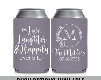 Personalized Fairytale Wedding Can Coolers, Romantic Reception Favors, 12 oz Foam or Neoprene