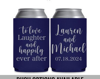 Enchanted Wedding Can Coolers, Fairytale Reception | Happily Ever After | Fits 12 oz, Personalized Favors