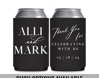 Personalized Wedding Can Coolers, 12 oz Foam or Neoprene, Personalized Favors