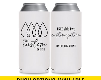 Custom Slim Can Coolers Personalized Party Favors | Neoprene Slim Can Coolers Event Trade Show Giveaways | Wedding Favors for Guests in Bulk