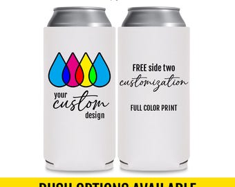 Custom Slim Can Coolers Personalized Party Favors | Full Color Can Coolers Event & Trade Show Giveaways | Wedding Favors for Guests in Bulk