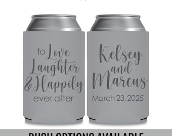 Wedding Can Coolers — To Love Laughter & Happily Ever After Fairytale Wedding Favors for Guests in Bulk