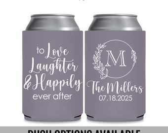 Fairytale Wedding Can Coolers — To Love Laughter & Happily Ever After Personalized Wedding Favors for Guests in Bulk