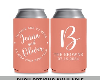 Personalized Wedding Can Coolers, Rehearsal Dinner Favors, Custom Keepsake Beer Design