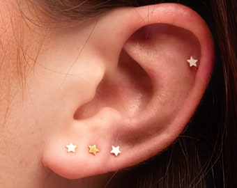 Gold Stud, Gold Star Stud, Gold Helix Stud, Gold Tragus Stud, Gold Star, Tiny Stud Earrings, Star Earrings, Cartilage Stud, Star Stud, gold