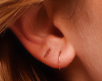 Gold Bar Earrings, Gold Line Earrings, Gold Staple Earrings, Tiny Bar Earrings, Thin Line Earrings, Tiny Line Earrings, Tiny Studs, SGE7