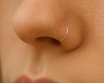 Aro nasal de plata de ley / Anillo nasal fino y delicado de plata / Aro de 20, 22 y 24 g / Aro minimalista de plata para piercings, aros pequeños